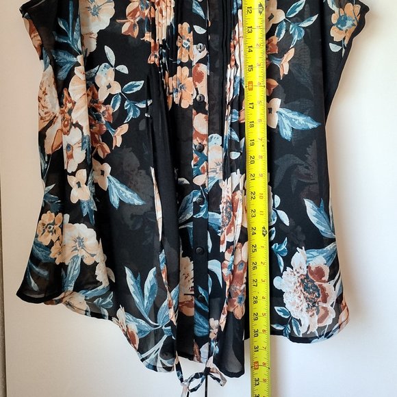 Juniors XXL or XL Womens Sheer, American Rag, Floral Top. Black, Rust, Teal - Picture 2 of 3